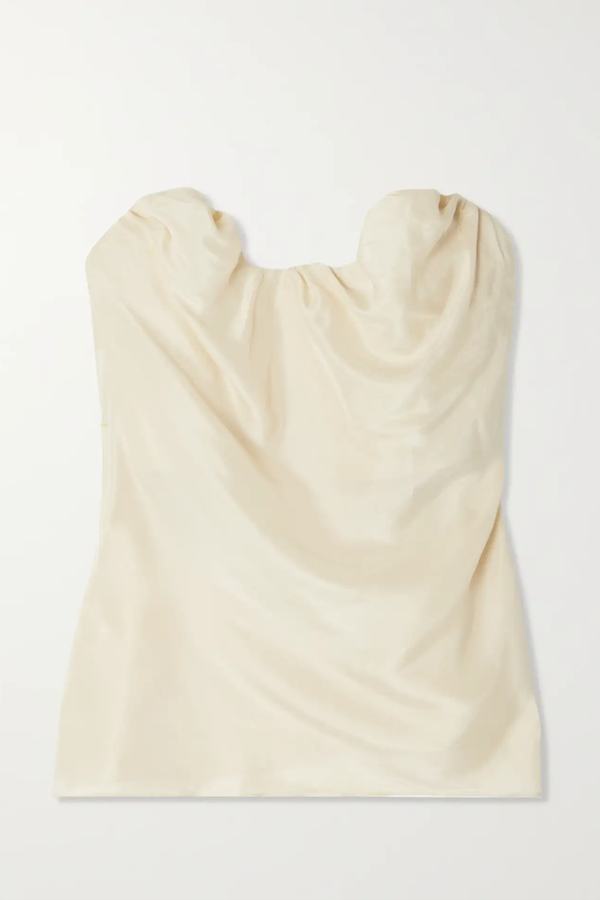 Moulage Strapless Gathered Silk-Satin Top from Tôteme