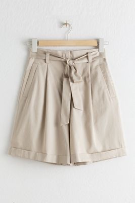 High Waisted Belted Cotton Shorts from & Other Stories