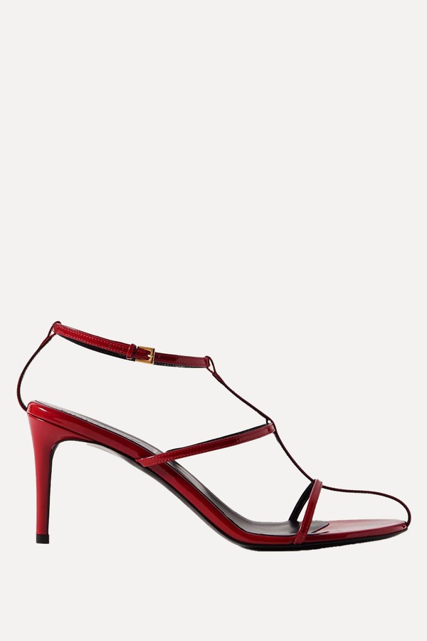 Cage Patent-Leather Sandals from KHAITE