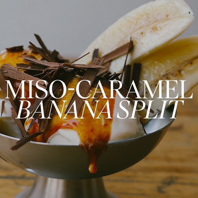 10-Minute Banana Split With Miso Caramel

INGREDIENTS
2-3 bananas
Good vanilla ice-cream
Chocolate s