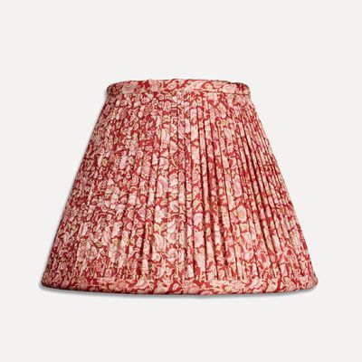 Pink & Red Floral Print Silk French Drum Sari Lampshade from Nushka