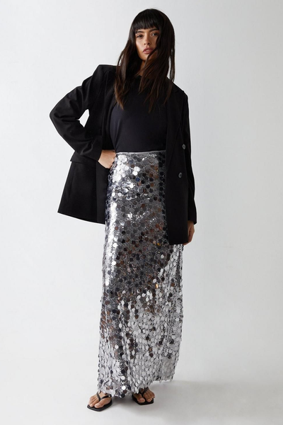 Premium Disc Sequin Maxi Skirt from Warehouse