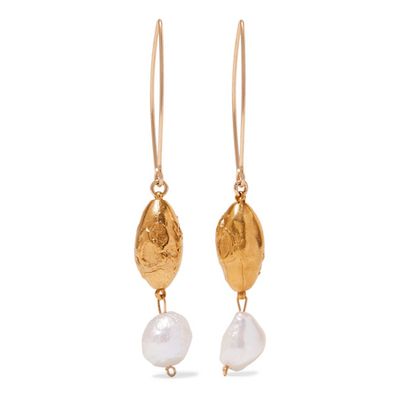 Goodnight Moon Gold-Plated Pearl Earrings from Alighieri