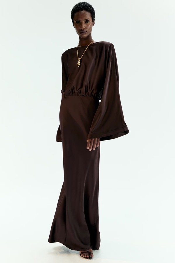 Shoulder-Pad Satin Dress from H&M