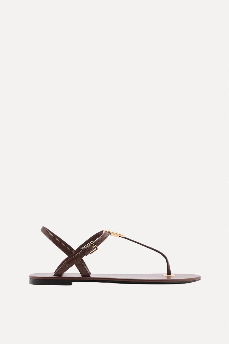 Leather Sandals With Metallic Detail from Mango