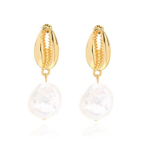 Naia Cowrie Shell & Pearl Earrings from Wolf & Badger
