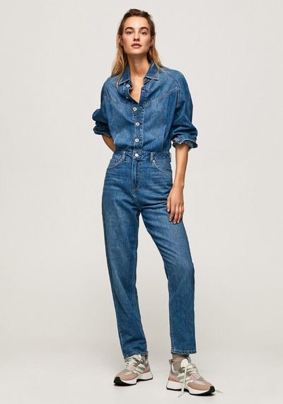 Long Cotton Denim Jumpsuit