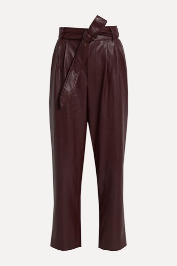 Nina Belted Faux Leather Tapered Pants  from Antik Batik