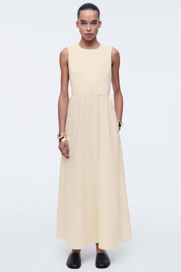 Open-Back Cotton Midi Dress