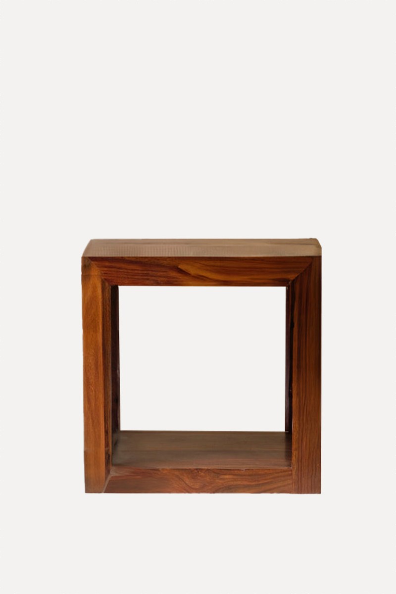 Solid Sheesham Wood Cube Lamp Table from Simple Bedsides