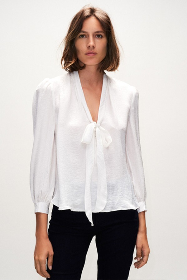 Loose Satin Blouse with Lavalliere Collar from Claudie Pierlot