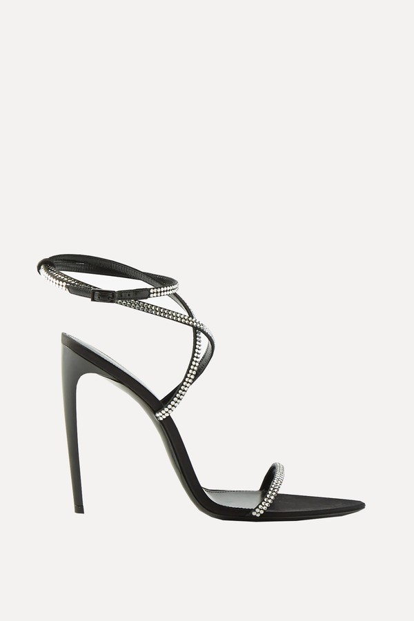 Satine 110 Crystal-Embellished Satin Sandals from Saint Laurent