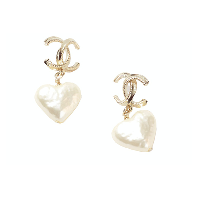Gold/Pearly White Earrings from Chanel