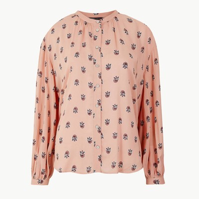 Oversized Printed Blouson Sleeve Blouse