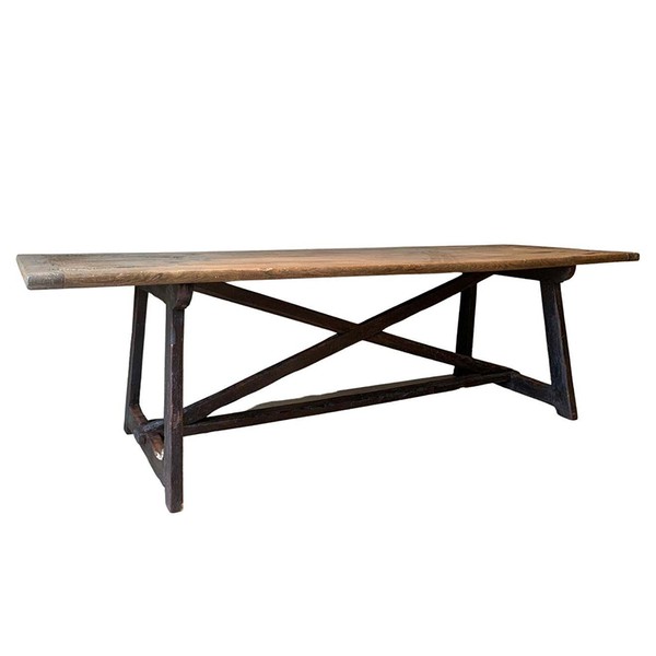 19th Century Oak Trestle Table from 1st Dibs