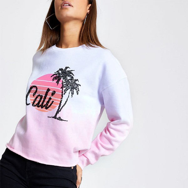 Purple Tie Dye Sequin Print Sweatshirt
