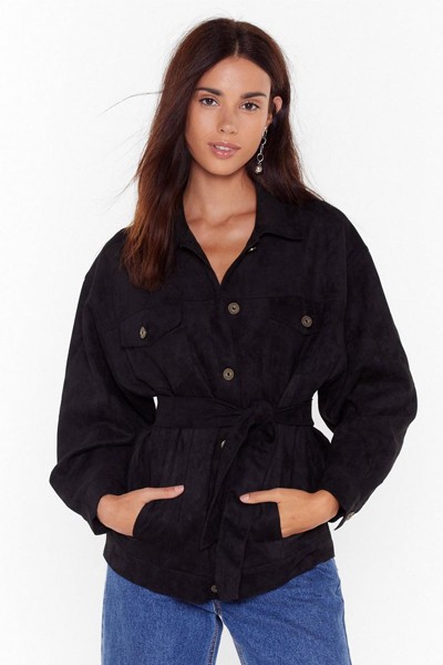 Suede for You Button-Down Faux Suede Jacket