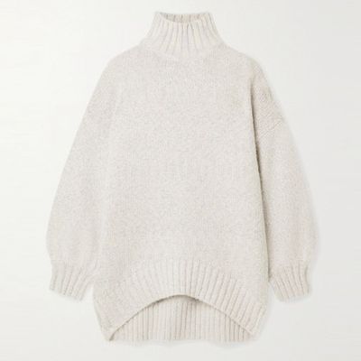 Charlotte Oversized Metallic Knitted Turtleneck Sweater from Staud