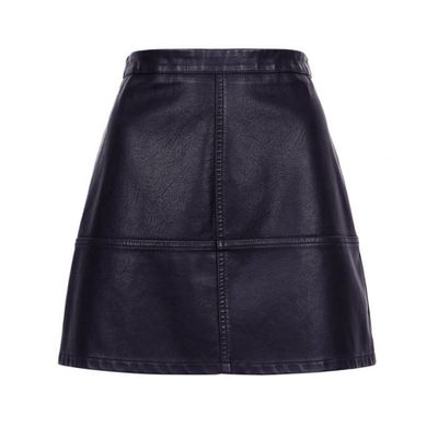Black Leather Look Mini Skirt from New Look