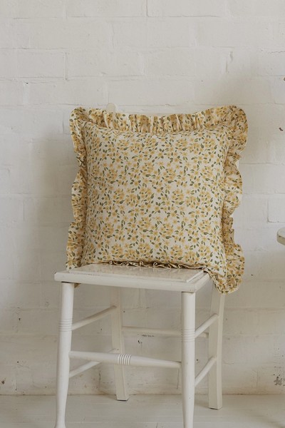 'Primrose' Calico Frill Cushion from Sophie Harpley