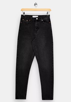 Washed Black Mom Tapered Jeans
