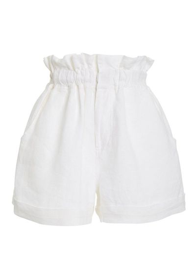 Ducky Oversized Paperbag-Waist Linen Shorts from Posse