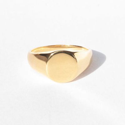 Gold Chunky Round Signet Ring from Seol Gold