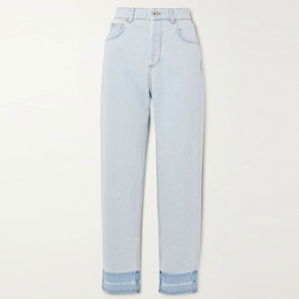 Frayed High-Rise Straight-Leg Jeans from Loewe