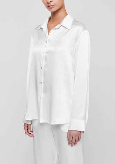London Ivory Silk Pyjama Shirt from Asceno