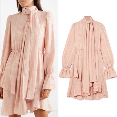 Pussy Bow Asymmetric Plissé Crepe Dress from See By Chloé