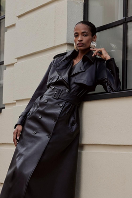 Tailored Faux Leather Belted Trench Coat  from Karen Millen 