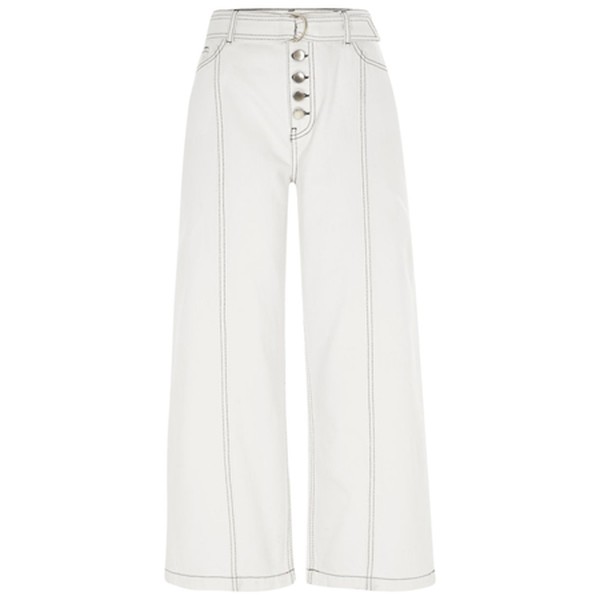 White Belted Denim Culottes from River Island