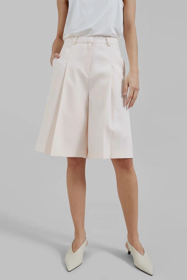 Marfa Pleated Silk Bermuda Shorts from The Frankie Shop