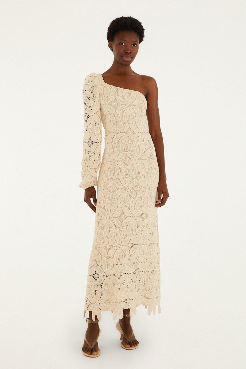 One-Shoulder Crochet Flower Maxi Dress from Farm Rio