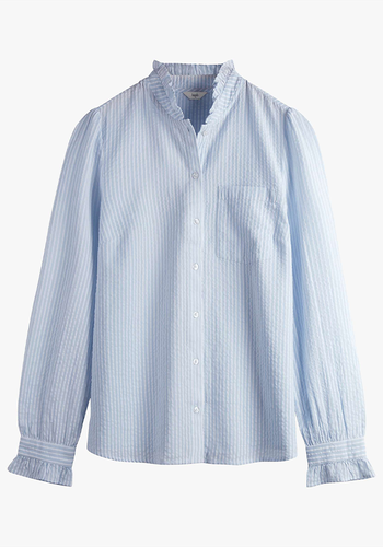 Florence Stripe Frill Neck Cotton Shirt from Hush