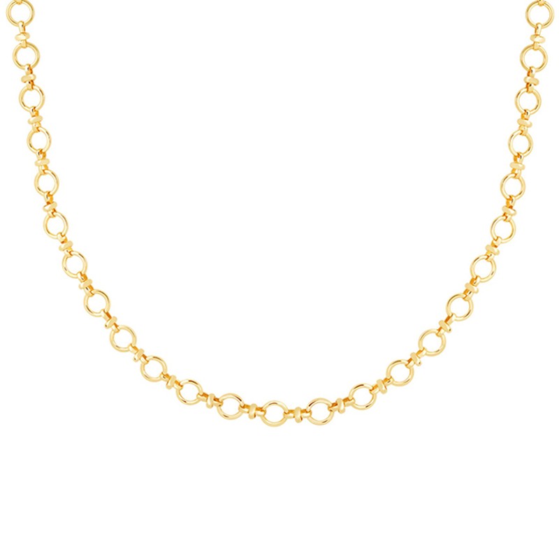 Circle Link Chain Necklace In Gold