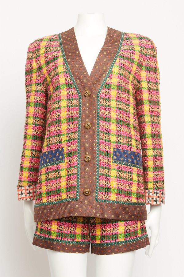 Cruise Silk Trimmed Check Tweed Jacket from Gucci