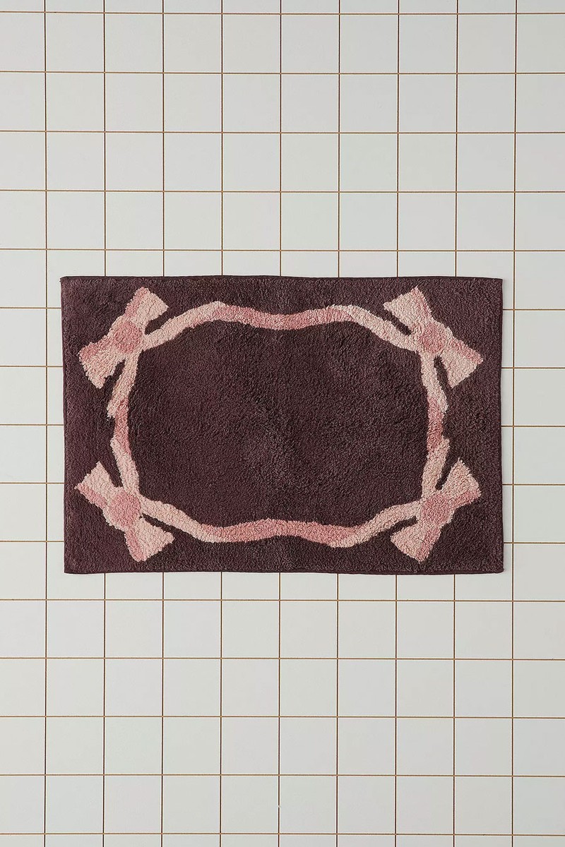 Plum Lacey Bows Bath Mat