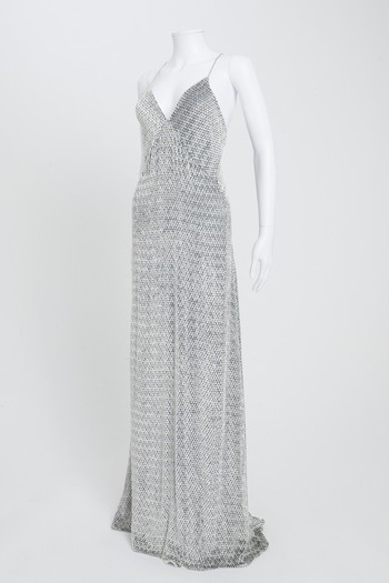 Silver Printed Evening Gown from Galvan