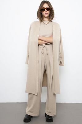 Camel Belted Dusted Cardigan
