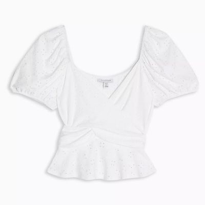 White Broderie Wrap Top