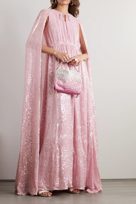 Kenley Cape-Effect Gathered Sequined Chiffon Gown, £3,995 | Erdem