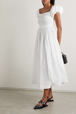 Katherina Shirred Cotton-Voile Midi Dress from DÔEN 