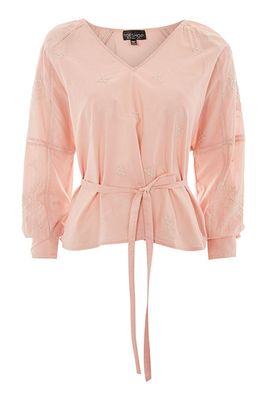 Pink Balloon Sleeve Smock Top from Topshop