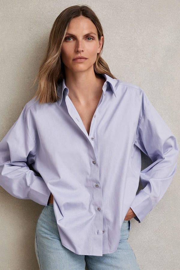 Callie Cotton Button Through Oxford Shirt from Reiss