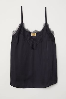 Strappy Satin Top with Lace from H&M