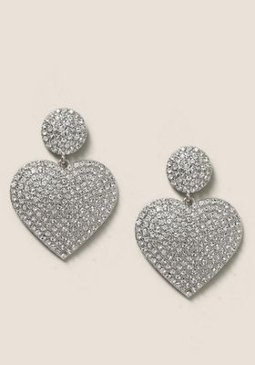 Statement Rhinestone Heart Earrings