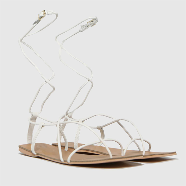 White Tandy Leather Square Toe Sandals