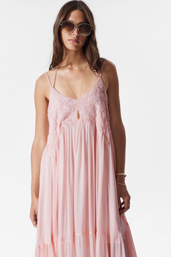 Strappy Embroidered Maxi Dress