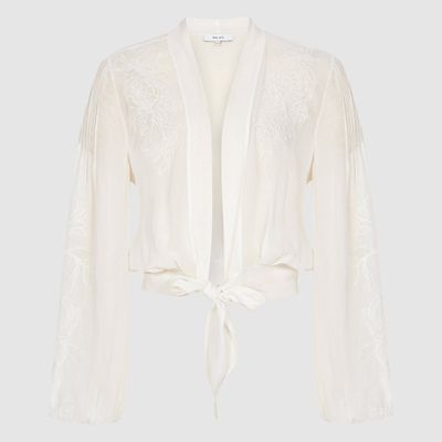 Ashley Embroidered Resortwear Tie Front Top from Reiss